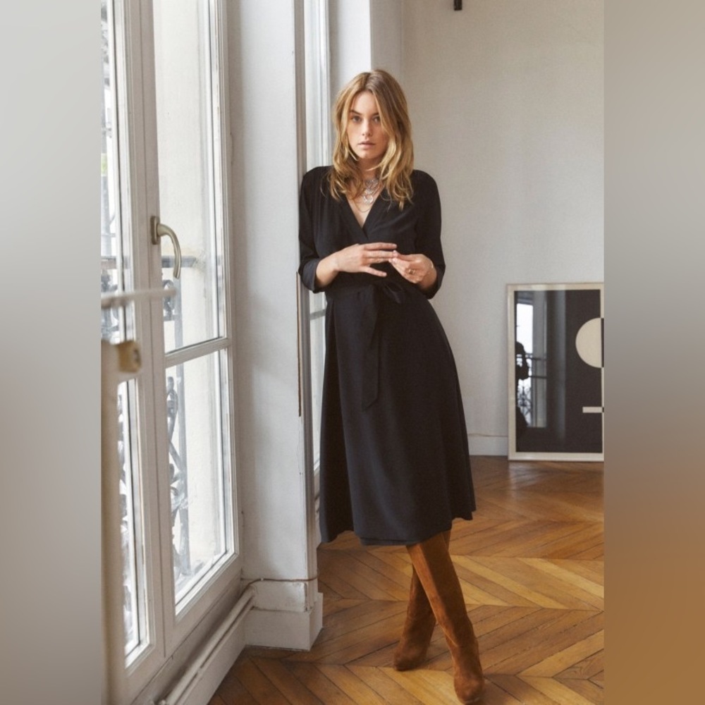 Sézane Anny Silk Wrap Dress